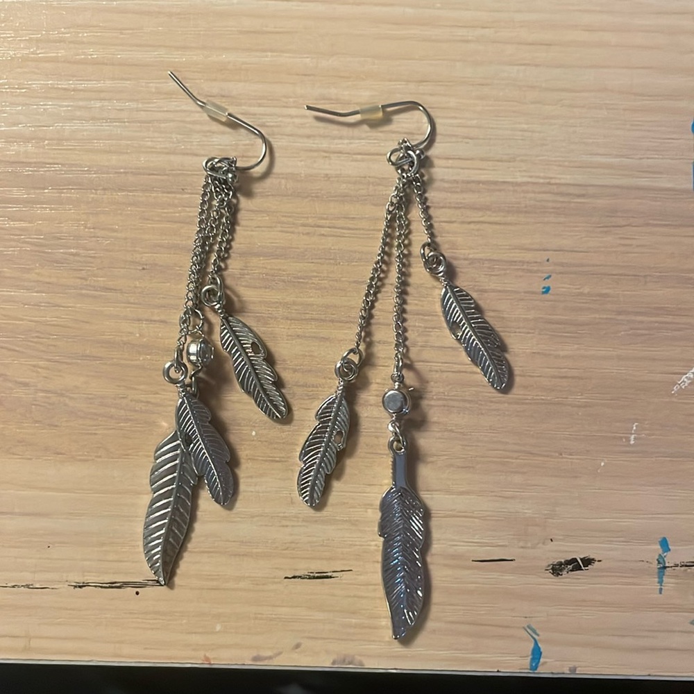 Feather dangly earrings!